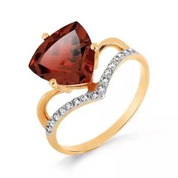 Кольцо с гранатом и фианитами Линии Любви