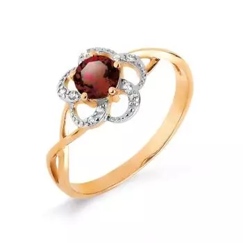 Кольцо с гранатом и фианитами Линии Любви