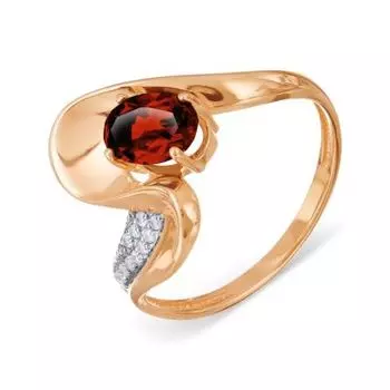 Кольцо с гранатом и фианитами Линии Любви