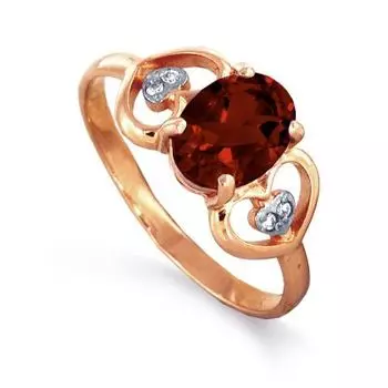 Кольцо с гранатом и фианитами Линии Любви