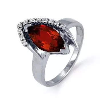 Кольцо с гранатом и фианитами Линии Любви