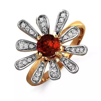 Кольцо с гранатом и фианитами Линии Любви