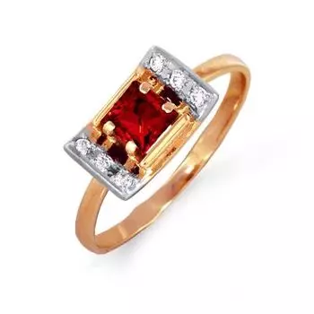 Кольцо с гранатом и фианитами Линии Любви