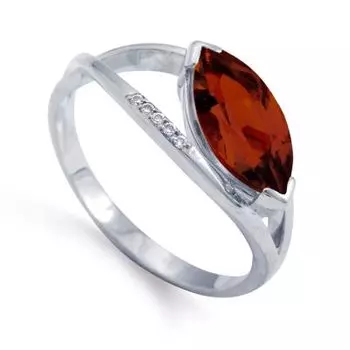 Кольцо с гранатом и фианитами Линии Любви