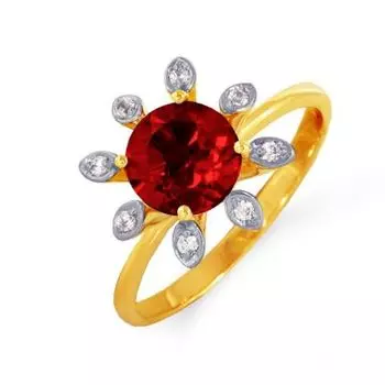 Кольцо с гранатом и фианитами Линии Любви