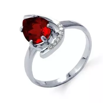 Кольцо с гранатом и фианитами Линии Любви