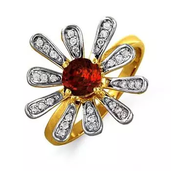 Кольцо с гранатом и фианитами Линии Любви