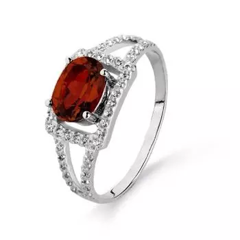 Кольцо с гранатом и фианитами Линии Любви