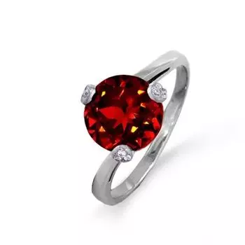 Кольцо с гранатом и фианитами Линии Любви