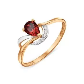 Кольцо с гранатом и фианитами Линии Любви