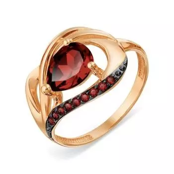 Кольцо с гранатом и фианитами Линии Любви