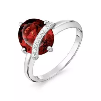 Кольцо с гранатом и фианитами Линии Любви