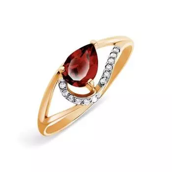 Кольцо с гранатом и фианитами Premiums Линии Любви