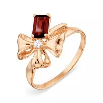 Кольцо с гранатом и фианитом Линии Любви