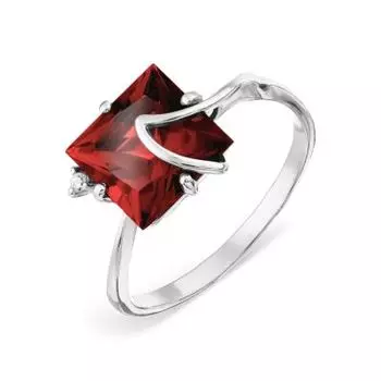 Кольцо с гранатом и фианитом Линии Любви
