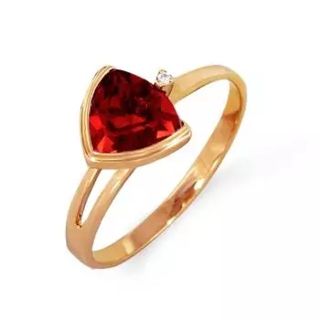 Кольцо с гранатом и фианитом Линии Любви