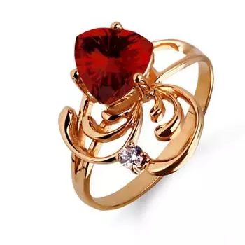 Кольцо с гранатом и фианитом Линии Любви