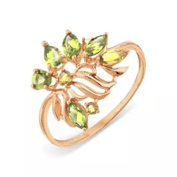 Кольцо с хризолитами и цитринами Линии Любви