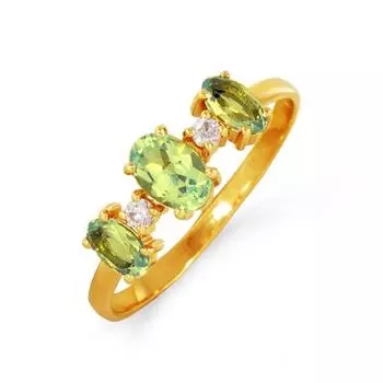 Кольцо с хризолитами и фианитами Линии Любви