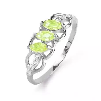 Кольцо с хризолитами и фианитами Линии Любви