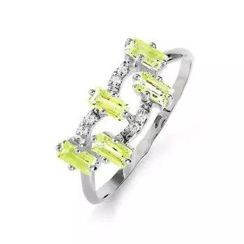 Кольцо с хризолитами и фианитами Линии Любви