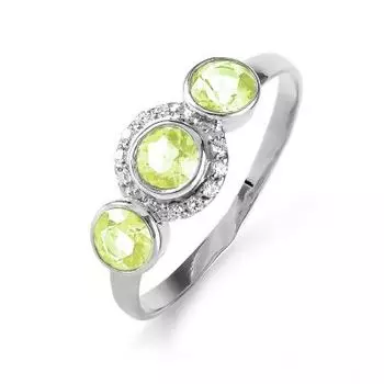 Кольцо с хризолитами и фианитами Линии Любви