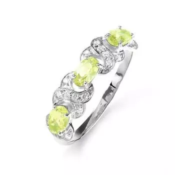 Кольцо с хризолитами и фианитами Линии Любви