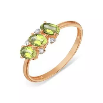 Кольцо с хризолитами и фианитами Линии Любви