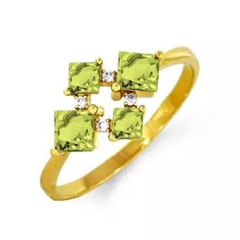 Кольцо с хризолитами и фианитами Линии Любви