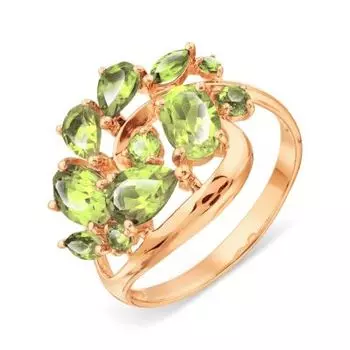 Кольцо с хризолитами Линии Любви