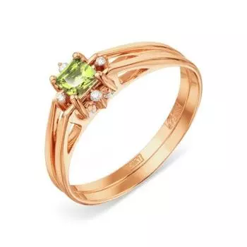 Кольцо с хризолитом и бриллиантами Линии Любви