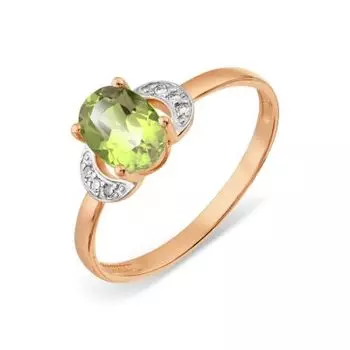 Кольцо с хризолитом и бриллиантами Линии Любви