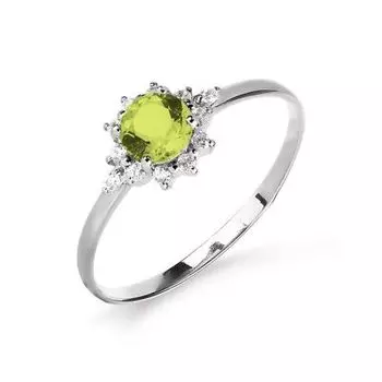 Кольцо с хризолитом и фианитами Линии Любви