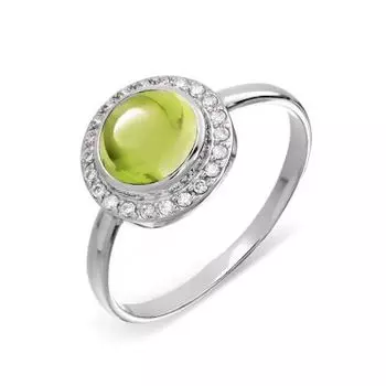 Кольцо с хризолитом и фианитами Линии Любви