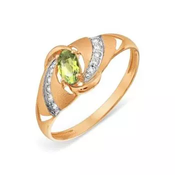 Кольцо с хризолитом и фианитами Линии Любви