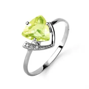 Кольцо с хризолитом и фианитами Линии Любви