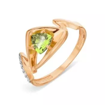 Кольцо с хризолитом и фианитами Линии Любви