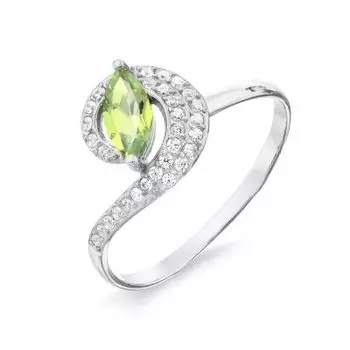 Кольцо с хризолитом и фианитами Линии Любви