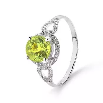 Кольцо с хризолитом и фианитами Линии Любви