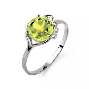 Кольцо с хризолитом и фианитами Линии Любви