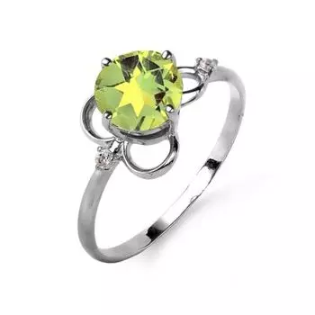 Кольцо с хризолитом и фианитами Линии Любви