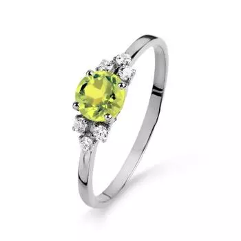 Кольцо с хризолитом и фианитами Линии Любви