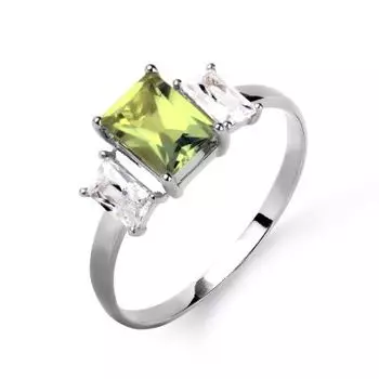 Кольцо с хризолитом и фианитами Линии Любви