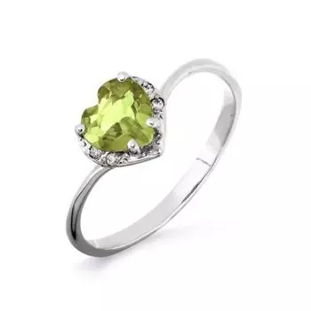 Кольцо с хризолитом и фианитами Линии Любви