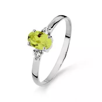 Кольцо с хризолитом и фианитами Линии Любви