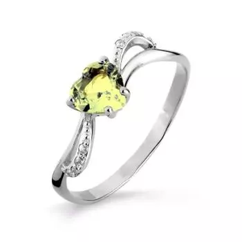 Кольцо с хризолитом и фианитами Линии Любви