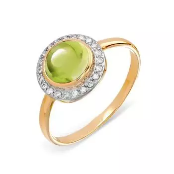 Кольцо с хризолитом и фианитами Линии Любви