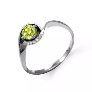 Кольцо с хризолитом и фианитами Линии Любви