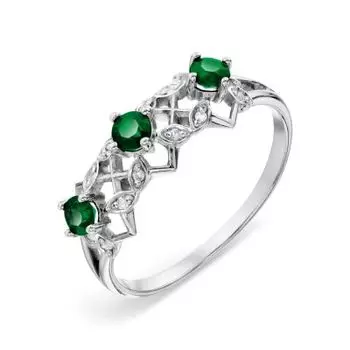 Кольцо с изумрудами и бриллиантами Линии Любви