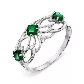 Кольцо с изумрудами и бриллиантами Линии Любви